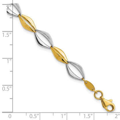 7.5 Inch 14K Two-Tone Polished Fancy Link 7.5In Bracelet