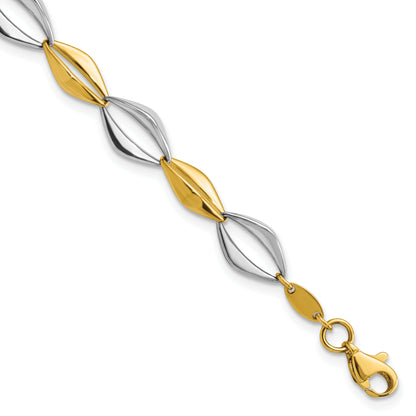 7.5 Inch 14K Two-Tone Polished Fancy Link 7.5In Bracelet