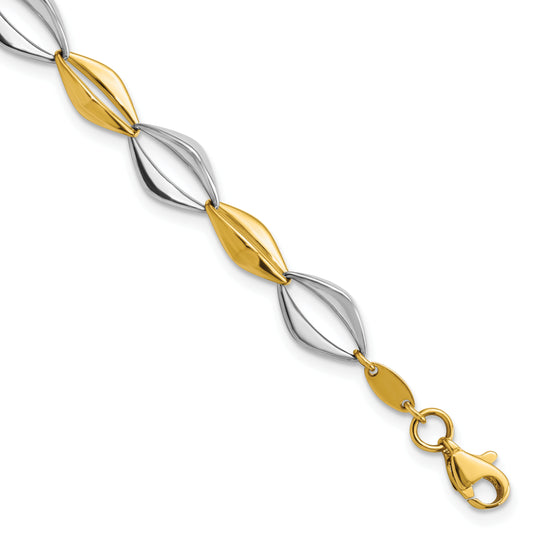 7.5 Inch 14K Two-Tone Polished Fancy Link 7.5In Bracelet