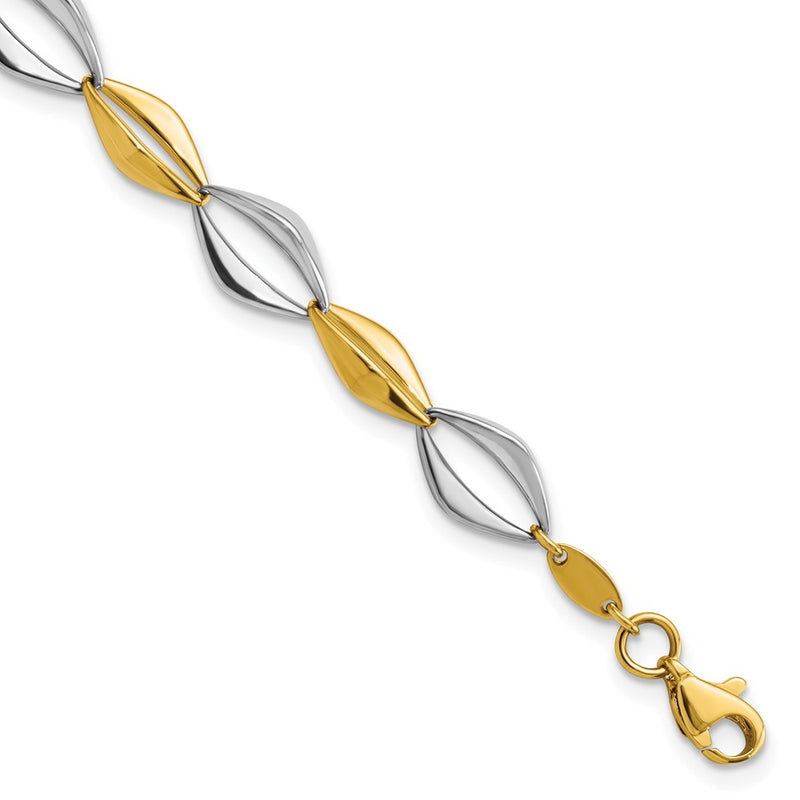 7.5 Inch 14K Two-Tone Polished Fancy Link 7.5In Bracelet