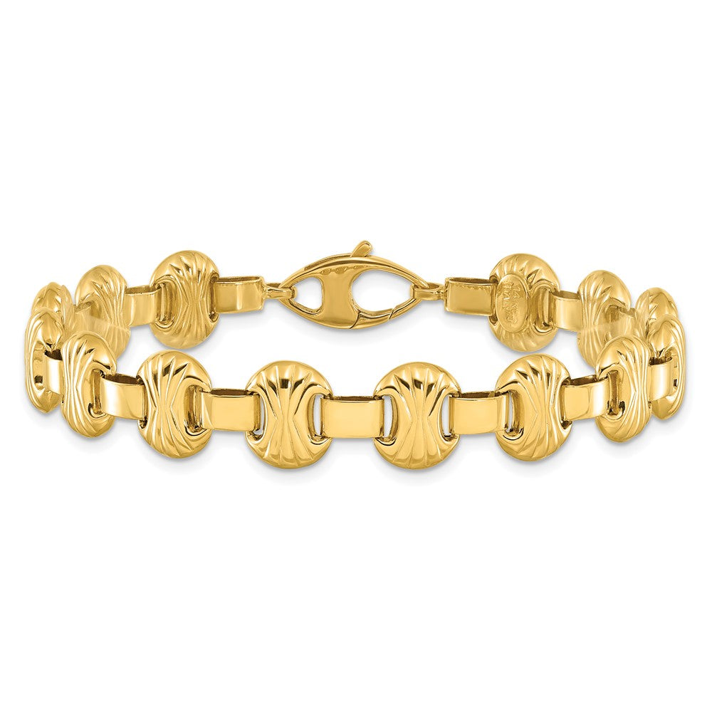 7.5 Inch 14K Polished & Textured Fancy Bracelet