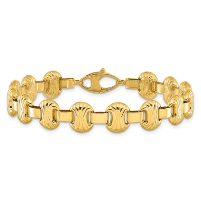 7.5 Inch 14K Polished & Textured Fancy Bracelet