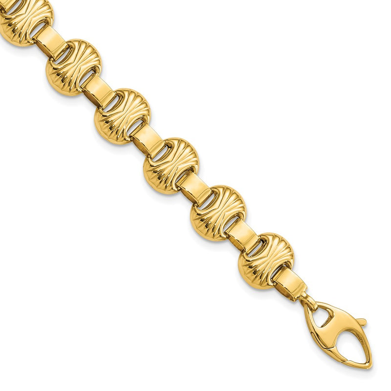 7.5 Inch 14K Polished & Textured Fancy Bracelet