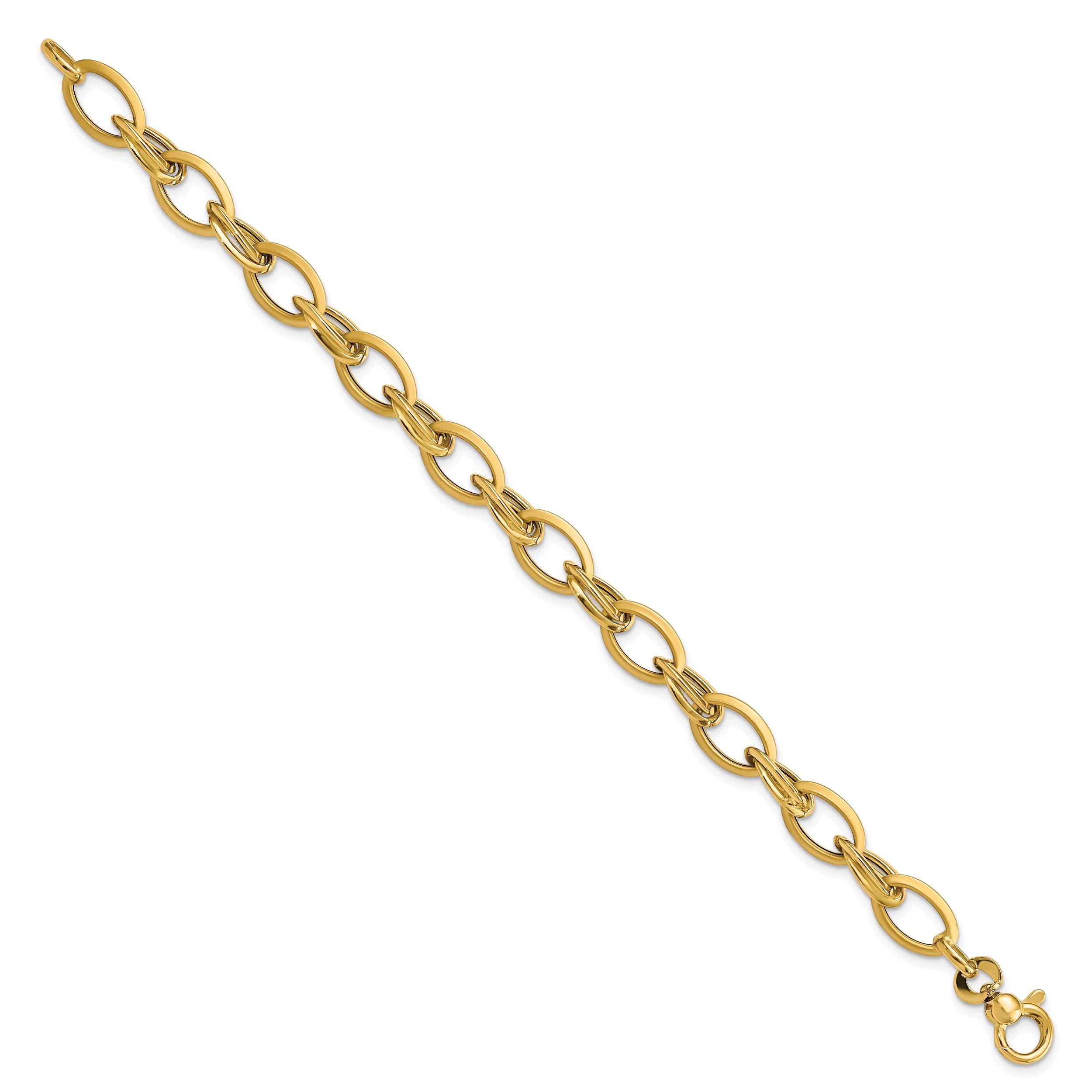 7.25 Inch 14K Polished & Satin Fancy Link Bracelet