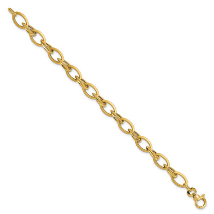 7.25 Inch 14K Polished & Satin Fancy Link Bracelet
