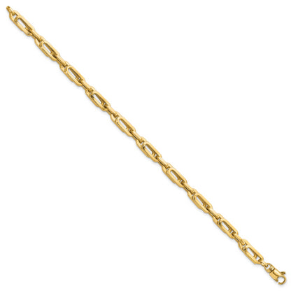8 Inch 14K Gold Polished Fancy Link Mens Bracelet
