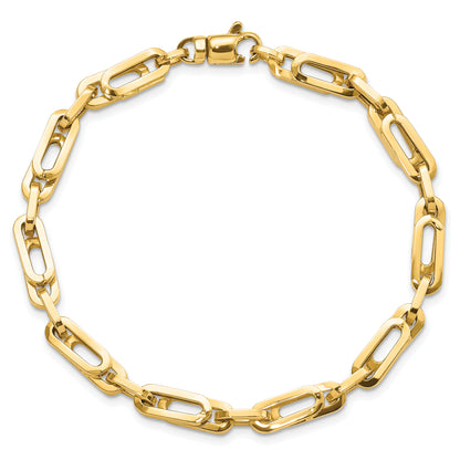 8 Inch 14K Gold Polished Fancy Link Mens Bracelet