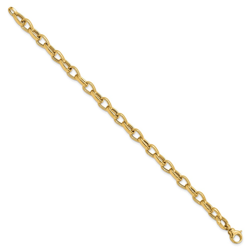 14K Yellow Gold Polished Fancy Link Chain Bracelet