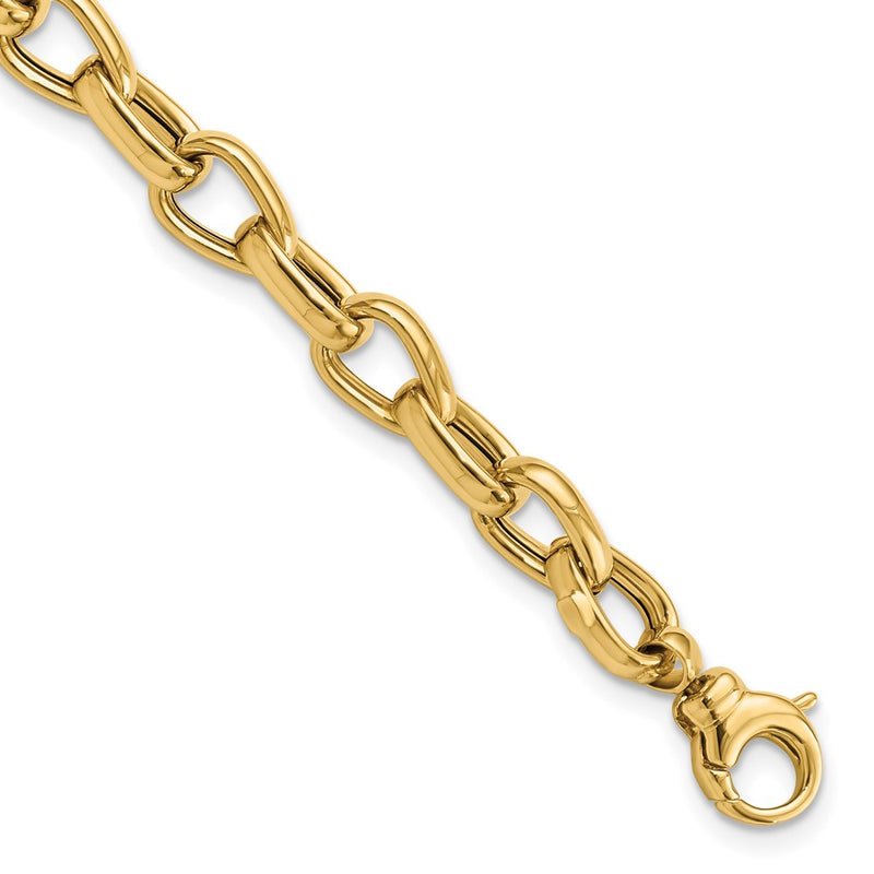 14K Yellow Gold Polished Fancy Link Chain Bracelet