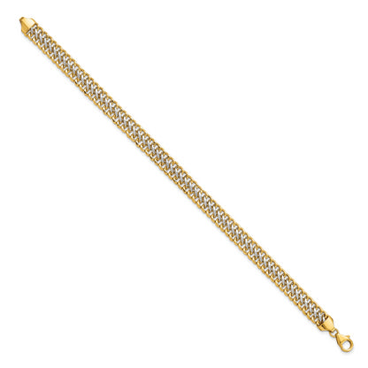 8 Inch 14K & White Rhodium Polished Fancy Link Bracelet