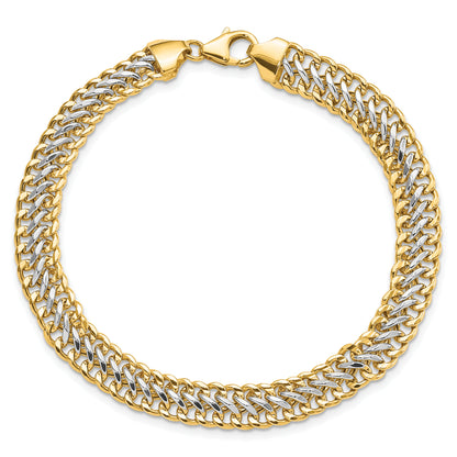 8 Inch 14K & White Rhodium Polished Fancy Link Bracelet