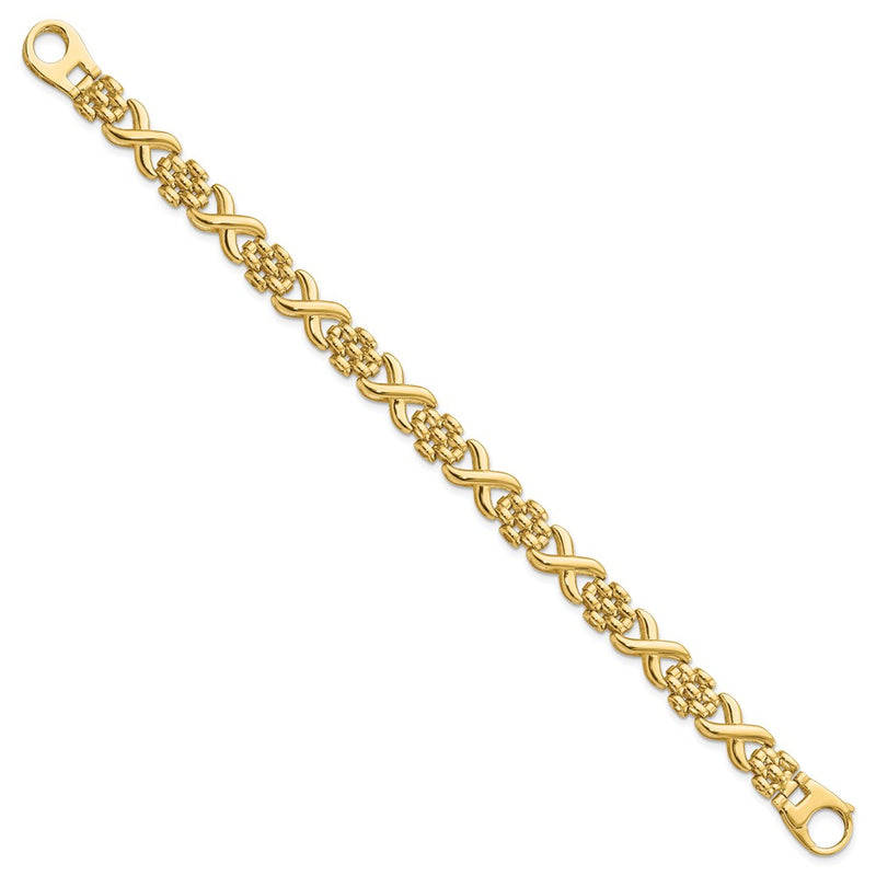7.5 Inch 14K Polished X And O Fancy Link 7.5In Bracelet