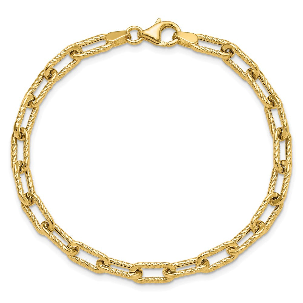 14K Yellow Gold Polished and Textured Fancy Link Bracelet