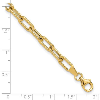 14K Yellow Gold Polished and Textured Fancy Link Bracelet
