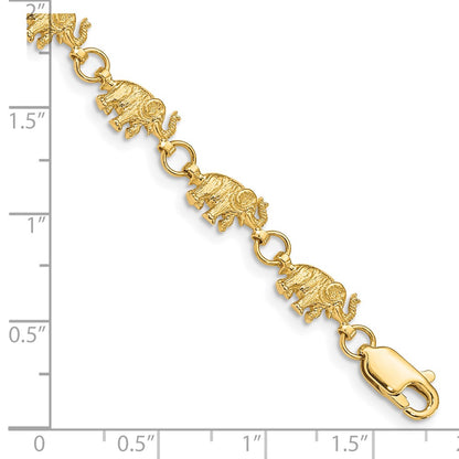 7 Inch 14K Elephant Bracelet