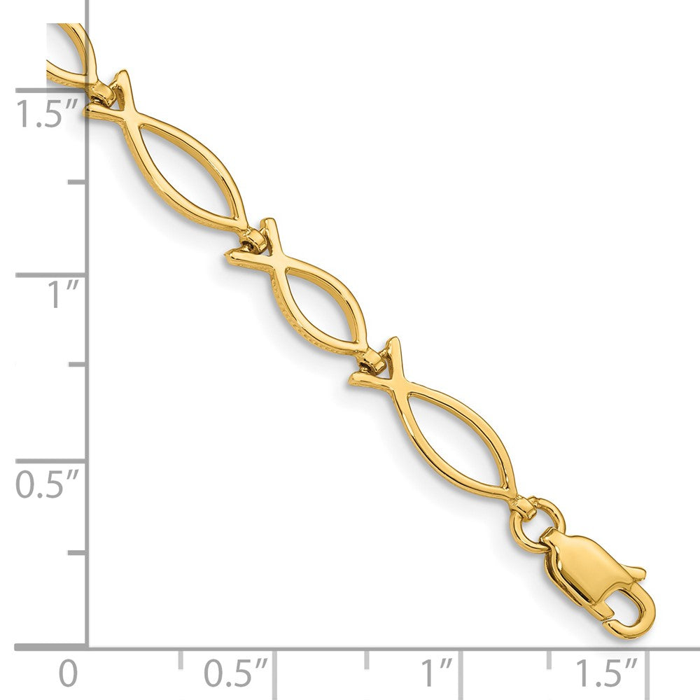 7 Inch 14K 5mm Religious Icthus (Fish) Bracelet