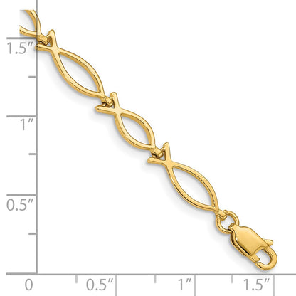 7 Inch 14K 5mm Religious Icthus (Fish) Bracelet