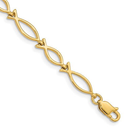 7 Inch 14K 5mm Religious Icthus (Fish) Bracelet