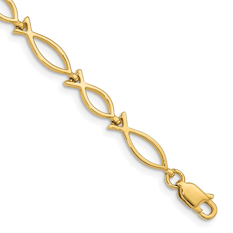 7 Inch 14K 5mm Religious Icthus (Fish) Bracelet