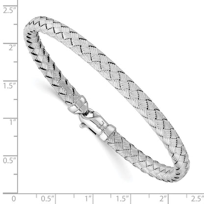 Sterling Silver Rhodium-Plated Weaved Bangle