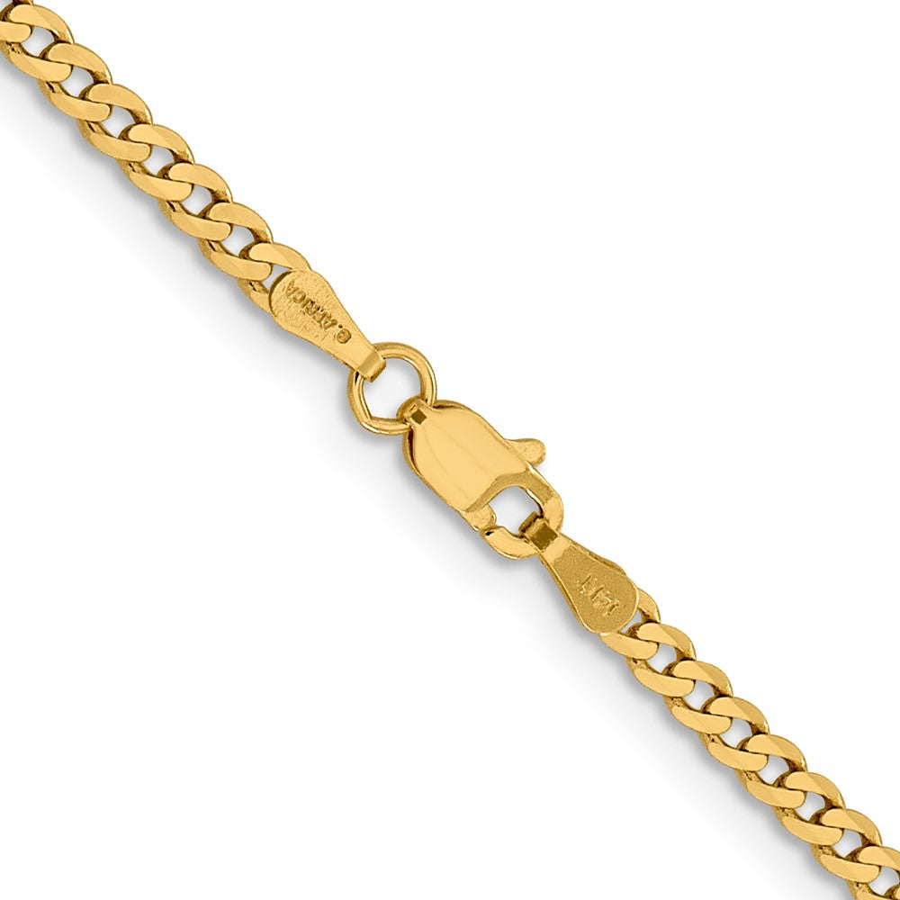 14K Yellow Gold 2.3mm Flat Beveled Curb With Lobster Clasp Chain Necklace