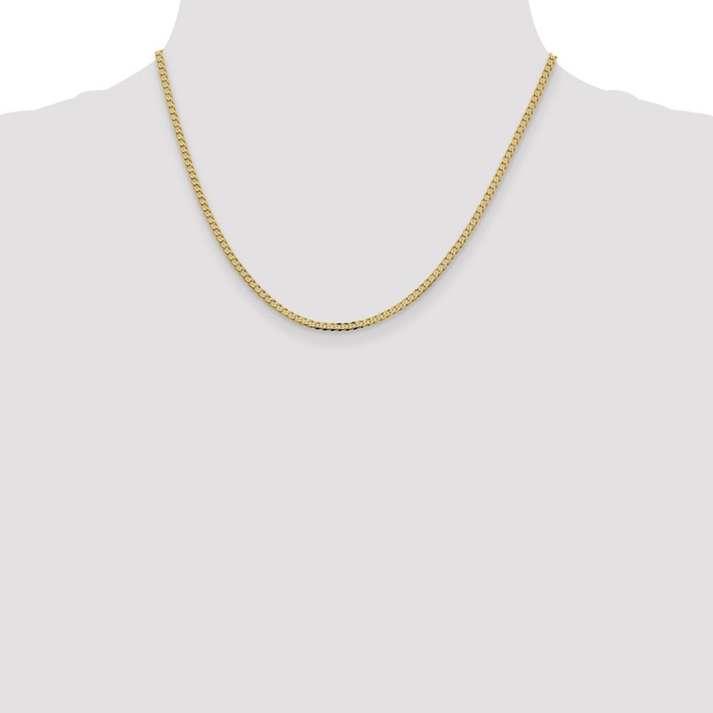 14K Yellow Gold 2.3mm Flat Beveled Curb With Lobster Clasp Chain Necklace