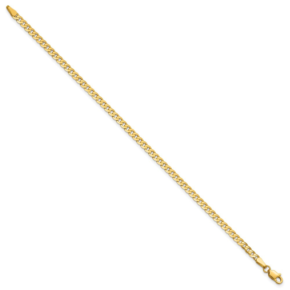 14K Yellow Gold 2.9mm Flat Beveled Curb With Lobster Clasp Anket Chain Anklet