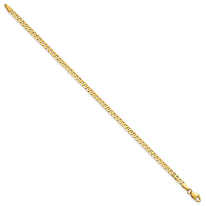 14K Yellow Gold 2.9mm Flat Beveled Curb With Lobster Clasp Chain Bracelet