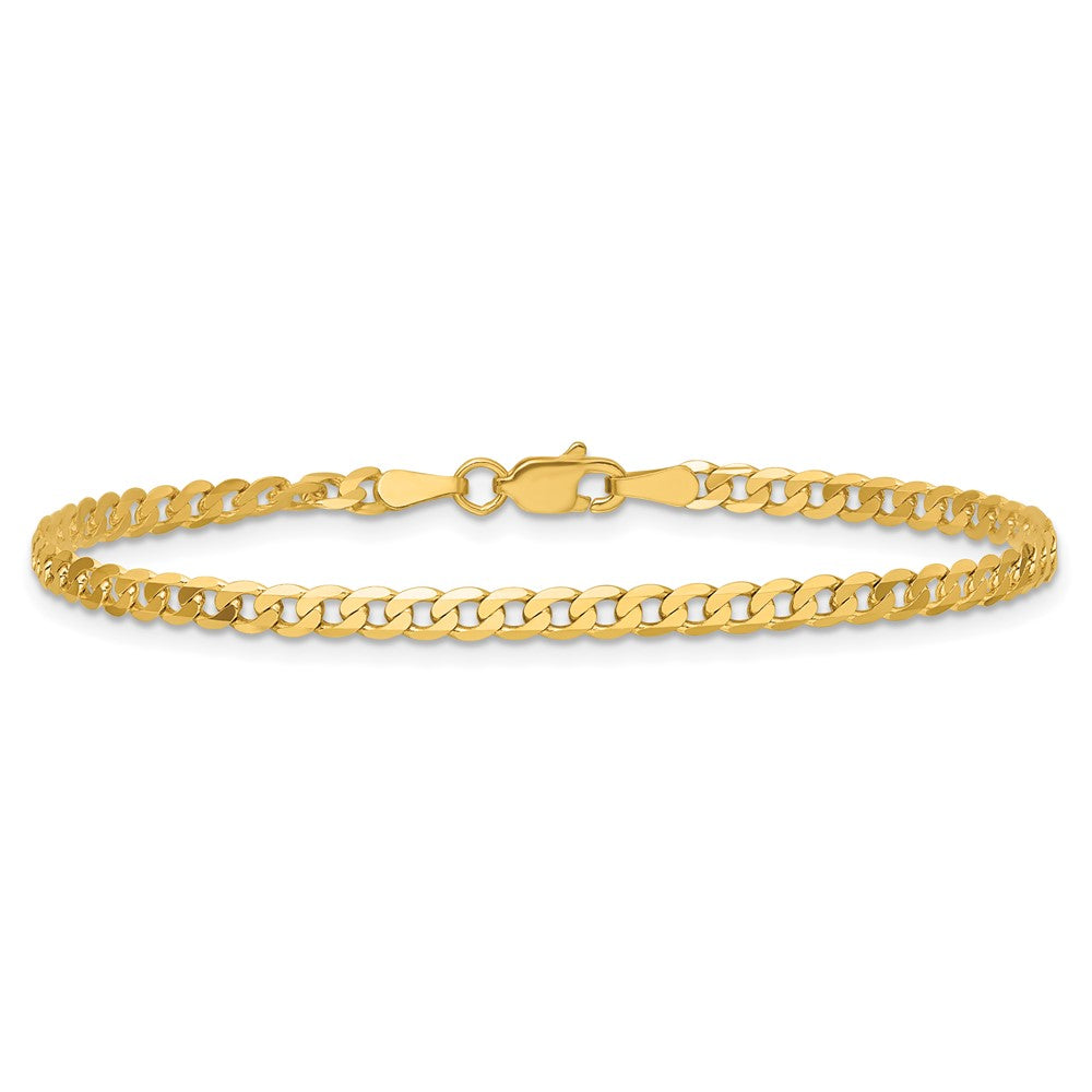 14K Yellow Gold 2.9mm Flat Beveled Curb With Lobster Clasp Anket Chain Anklet