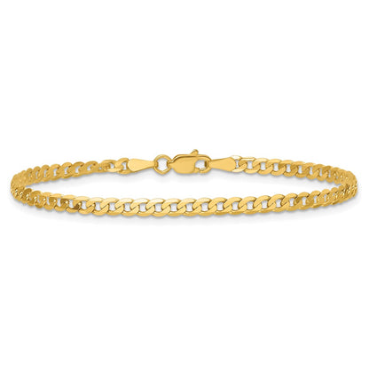 14K Yellow Gold 2.9mm Flat Beveled Curb With Lobster Clasp Anket Chain Anklet