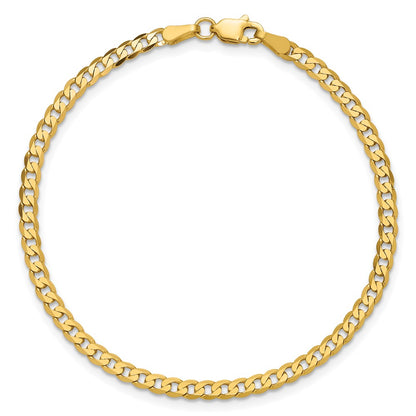 14K Yellow Gold 2.9mm Flat Beveled Curb With Lobster Clasp Anket Chain Anklet