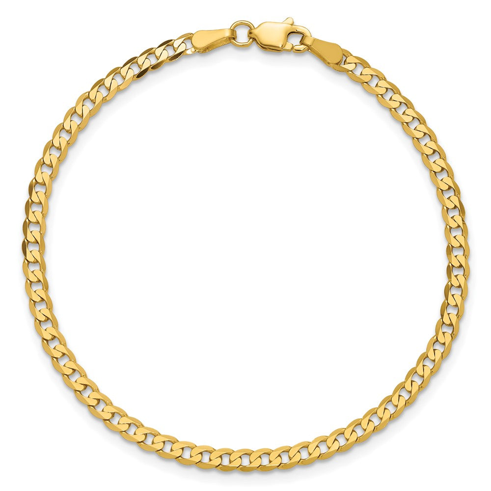 14K Yellow Gold 2.9mm Flat Beveled Curb With Lobster Clasp Chain Bracelet