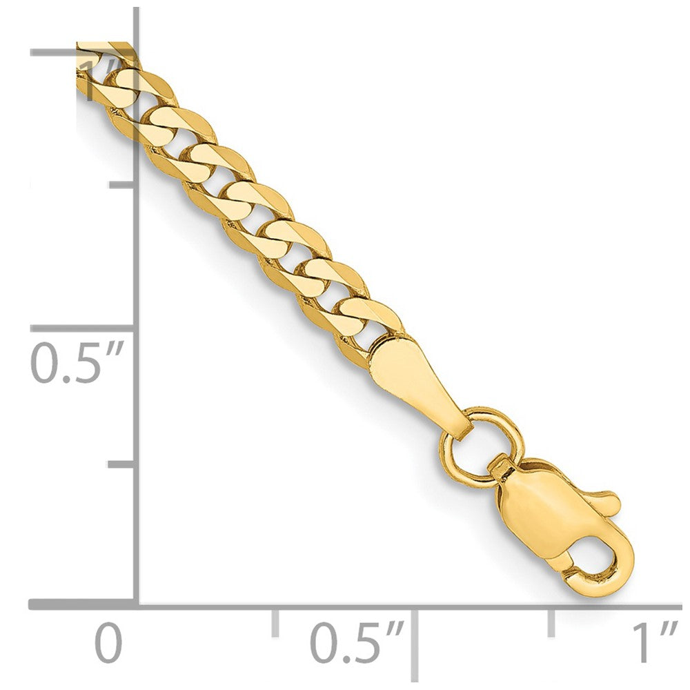 14K Yellow Gold 2.9mm Flat Beveled Curb With Lobster Clasp Anket Chain Anklet