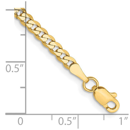14K Yellow Gold 2.9mm Flat Beveled Curb With Lobster Clasp Anket Chain Anklet