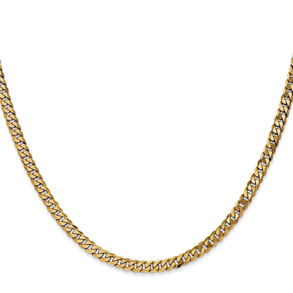 14K Yellow Gold 3.9mm Flat Beveled Curb With Lobster Clasp Chain Necklace