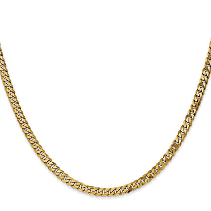 14K Yellow Gold 3.9mm Flat Beveled Curb With Lobster Clasp Chain Necklace