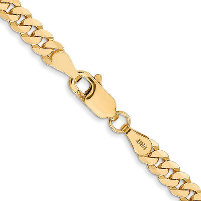 14K Yellow Gold 3.9mm Flat Beveled Curb With Lobster Clasp Chain Necklace
