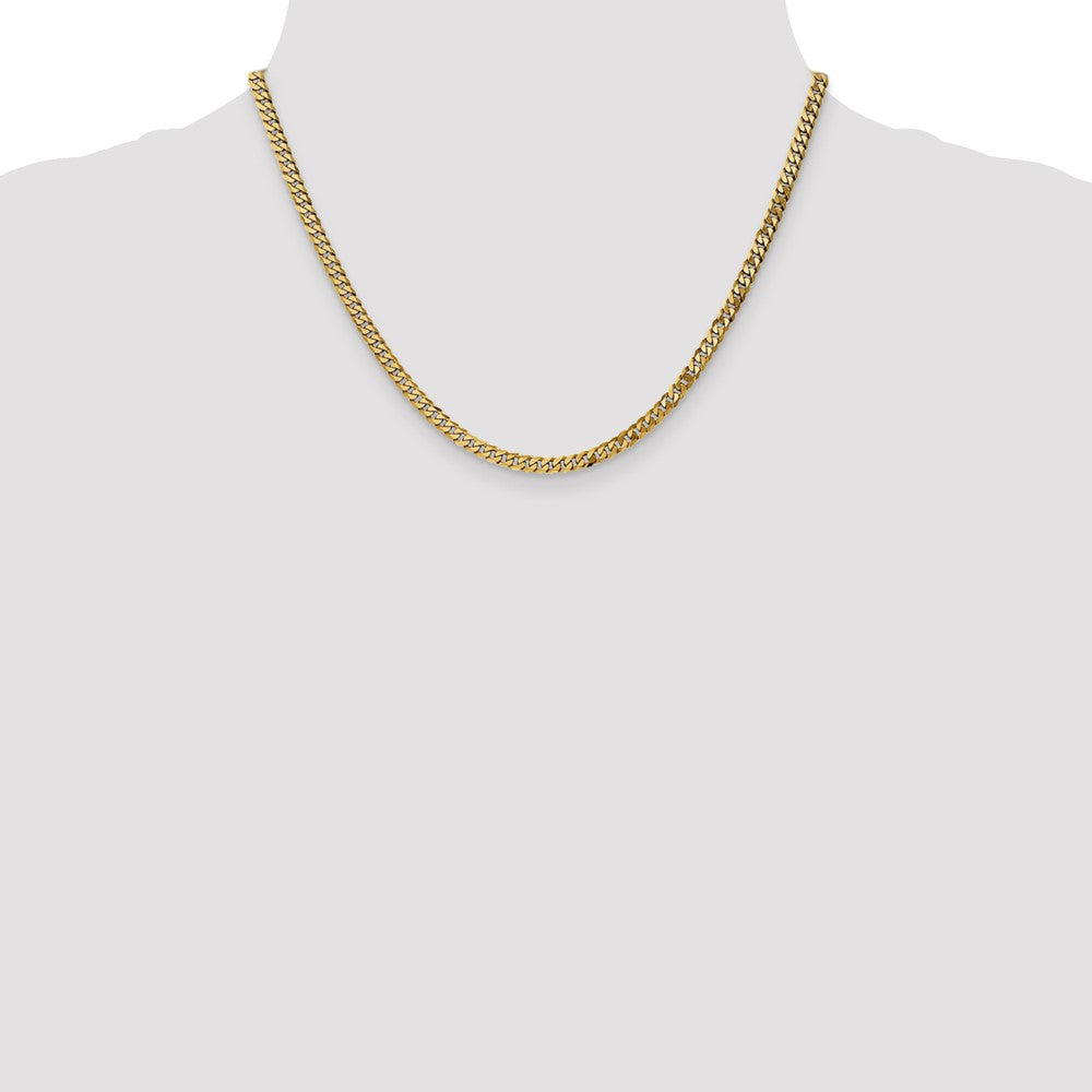 14K Yellow Gold 3.9mm Flat Beveled Curb With Lobster Clasp Chain Necklace