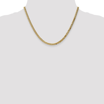 14K Yellow Gold 3.9mm Flat Beveled Curb With Lobster Clasp Chain Necklace