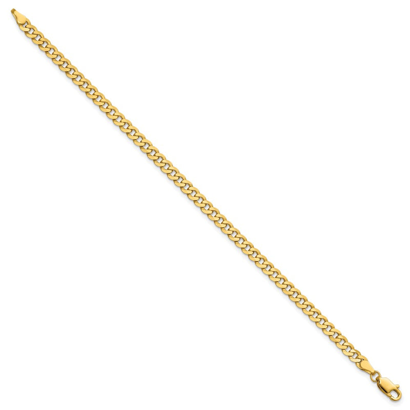 14K Yellow Gold 3.9mm Flat Beveled Curb With Lobster Clasp Chain Bracelet