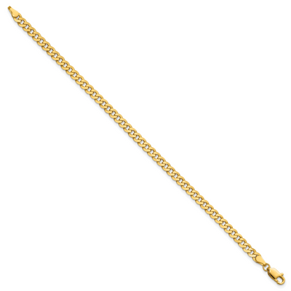 14K Yellow Gold 3.9mm Flat Beveled Curb With Lobster Clasp Chain Anklet
