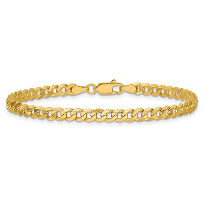 14K Yellow Gold 3.9mm Flat Beveled Curb With Lobster Clasp Chain Bracelet