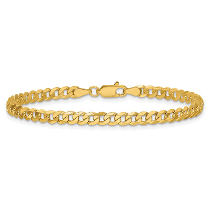 14K Yellow Gold 3.9mm Flat Beveled Curb With Lobster Clasp Chain Anklet