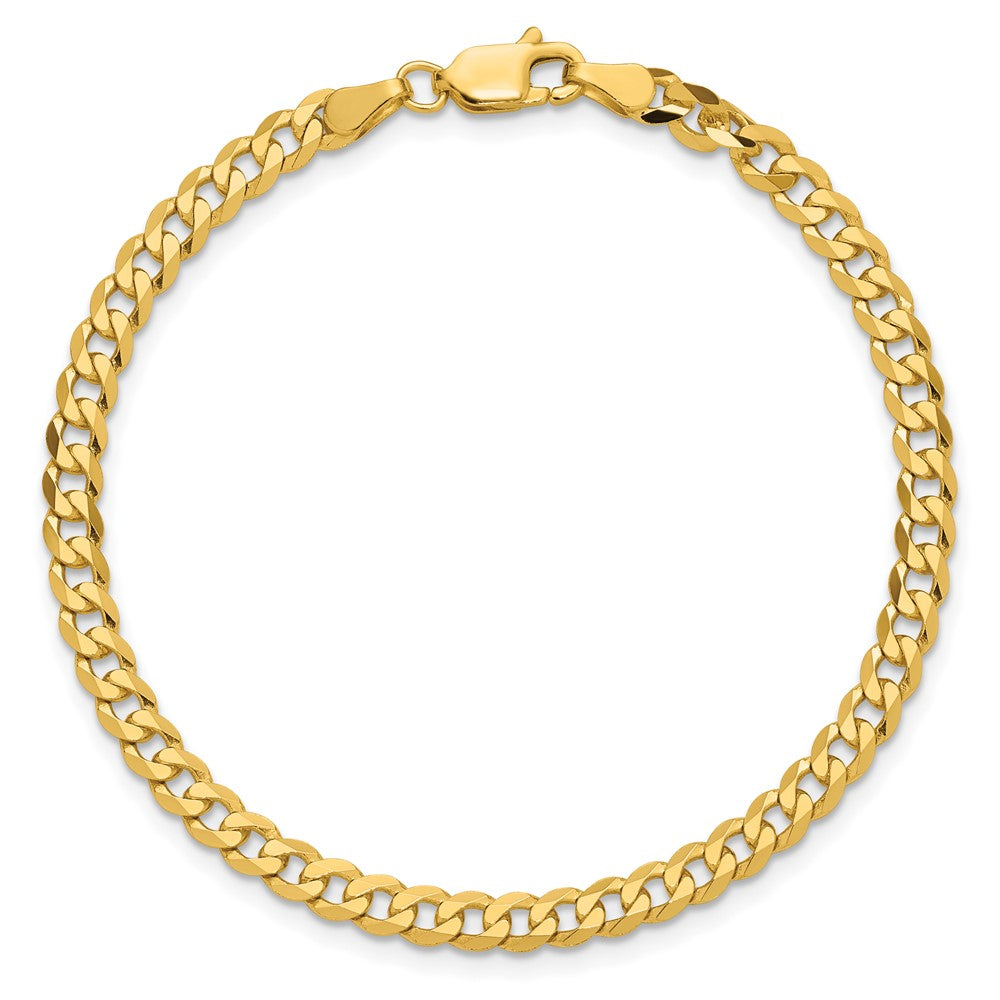 14K Yellow Gold 3.9mm Flat Beveled Curb With Lobster Clasp Chain Bracelet