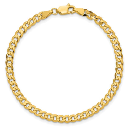 14K Yellow Gold 3.9mm Flat Beveled Curb With Lobster Clasp Chain Bracelet