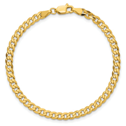 14K Yellow Gold 3.9mm Flat Beveled Curb With Lobster Clasp Chain Anklet
