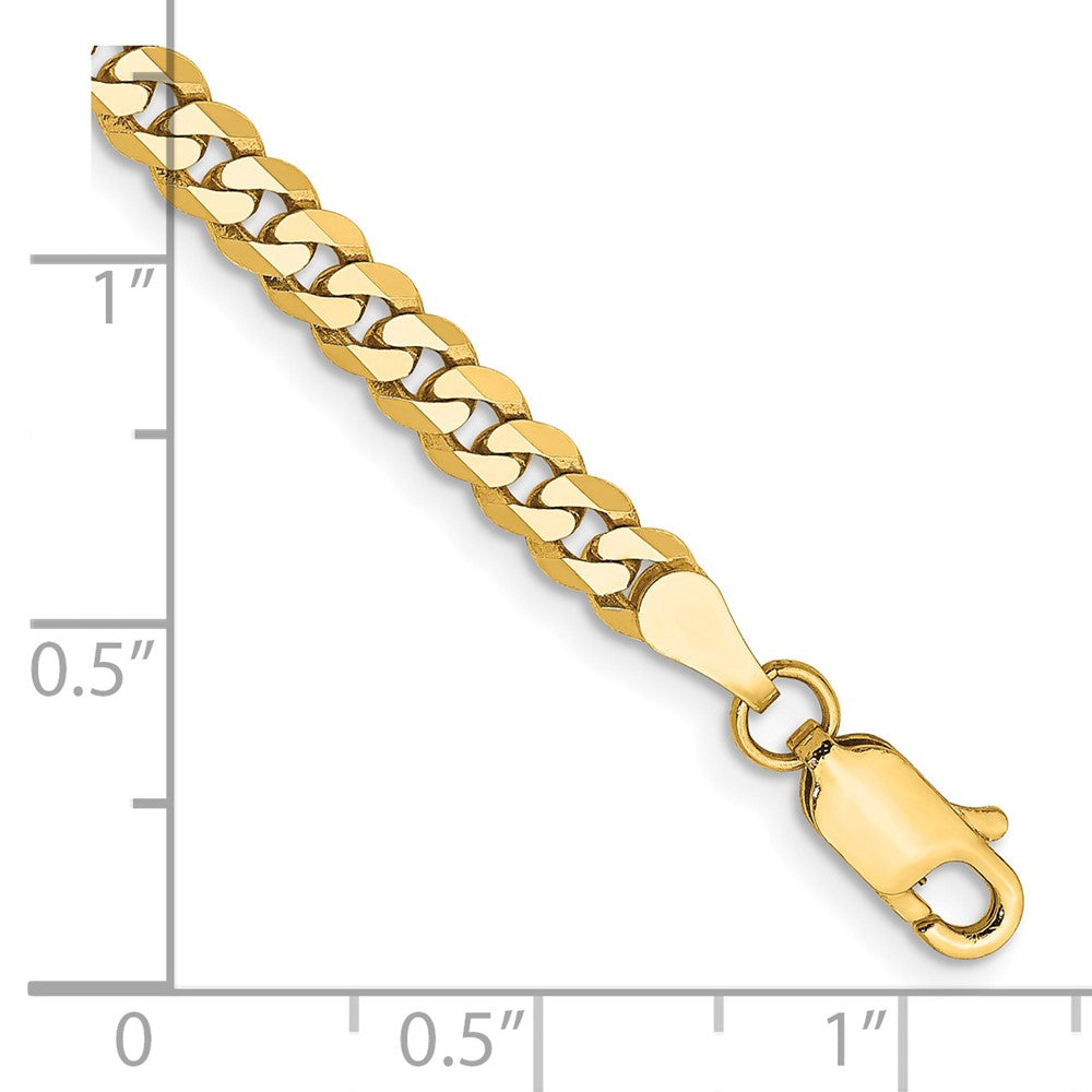 14K Yellow Gold 3.9mm Flat Beveled Curb With Lobster Clasp Chain Bracelet