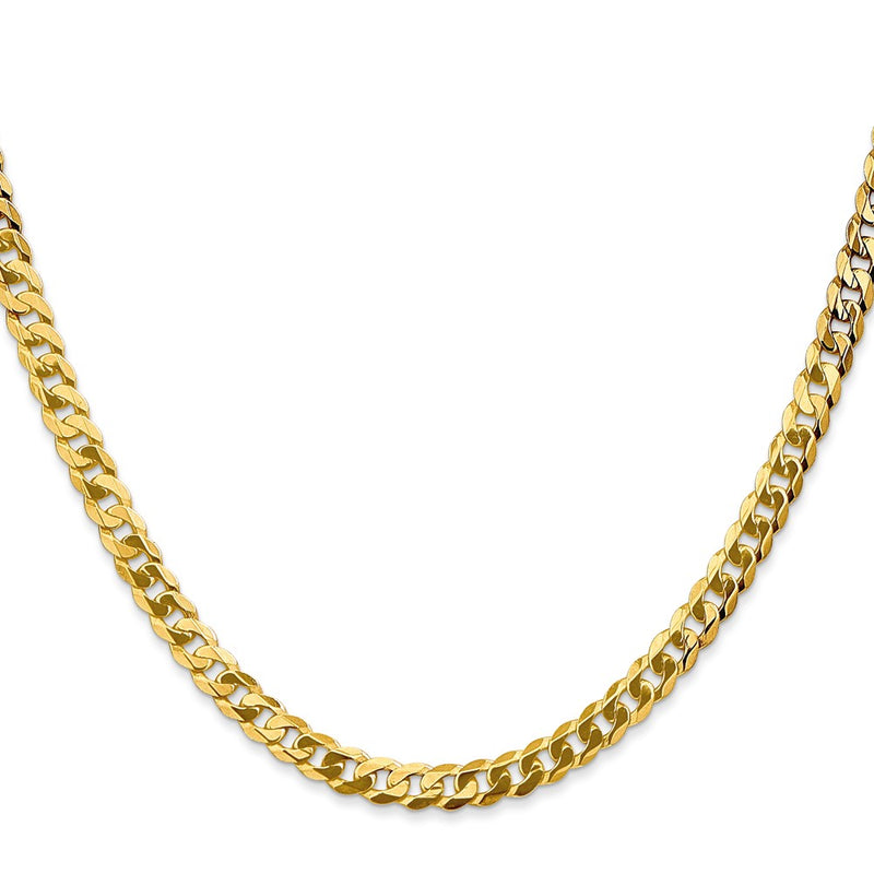 Solid 14K Yellow Gold 20 inch 4.75mm Flat Beveled Curb with Lobster Clasp Chain Necklace
