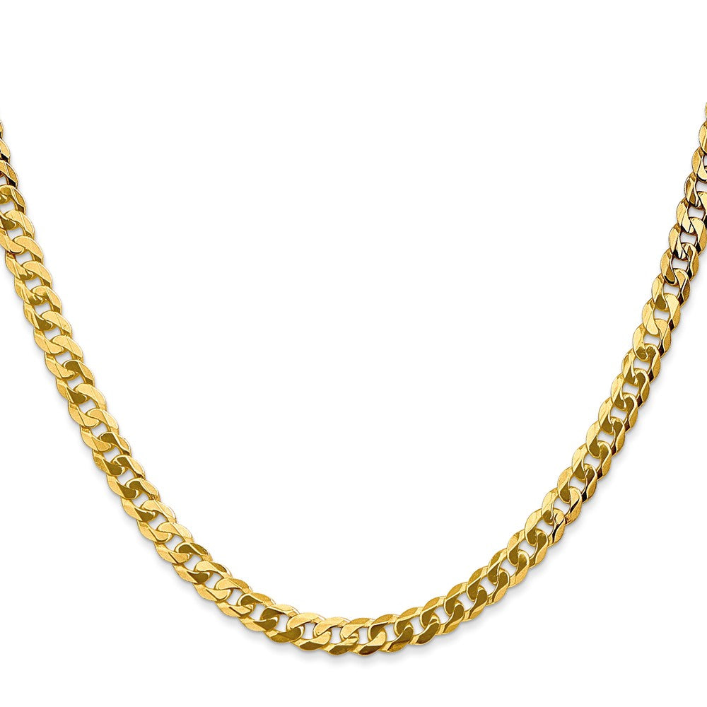 Solid 14K Yellow Gold 18 inch 4.75mm Flat Beveled Curb with Lobster Clasp Chain Necklace