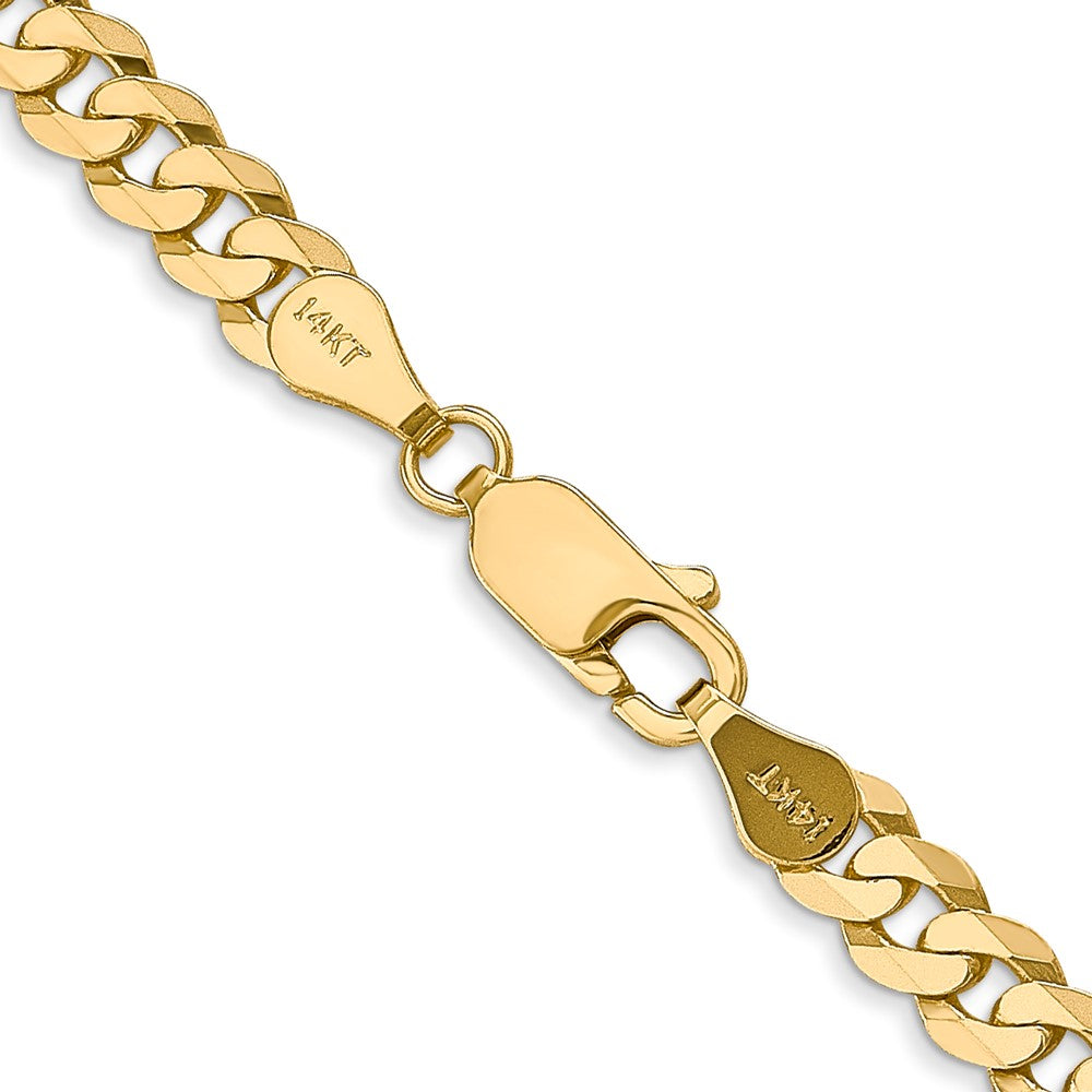 Solid 14K Yellow Gold 30 inch 4.75mm Flat Beveled Curb with Lobster Clasp Chain Necklace